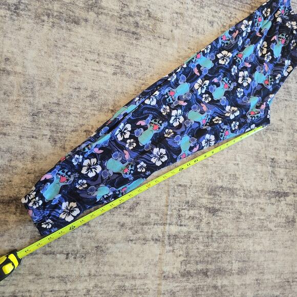 Disney Stitch Pajama Pants Womens Large 12/14 Blue Hibiscus Lounge Sleep Joggers - Picture 9 of 10